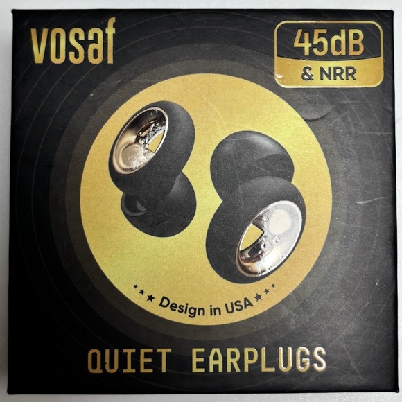 Vosaf Other - Vosaf SE-01 Reusable Quiet Earplugs 45dB NRR Noise Reduction Black Gold Case